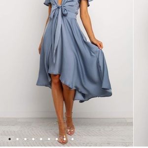 Silky blue high low dress